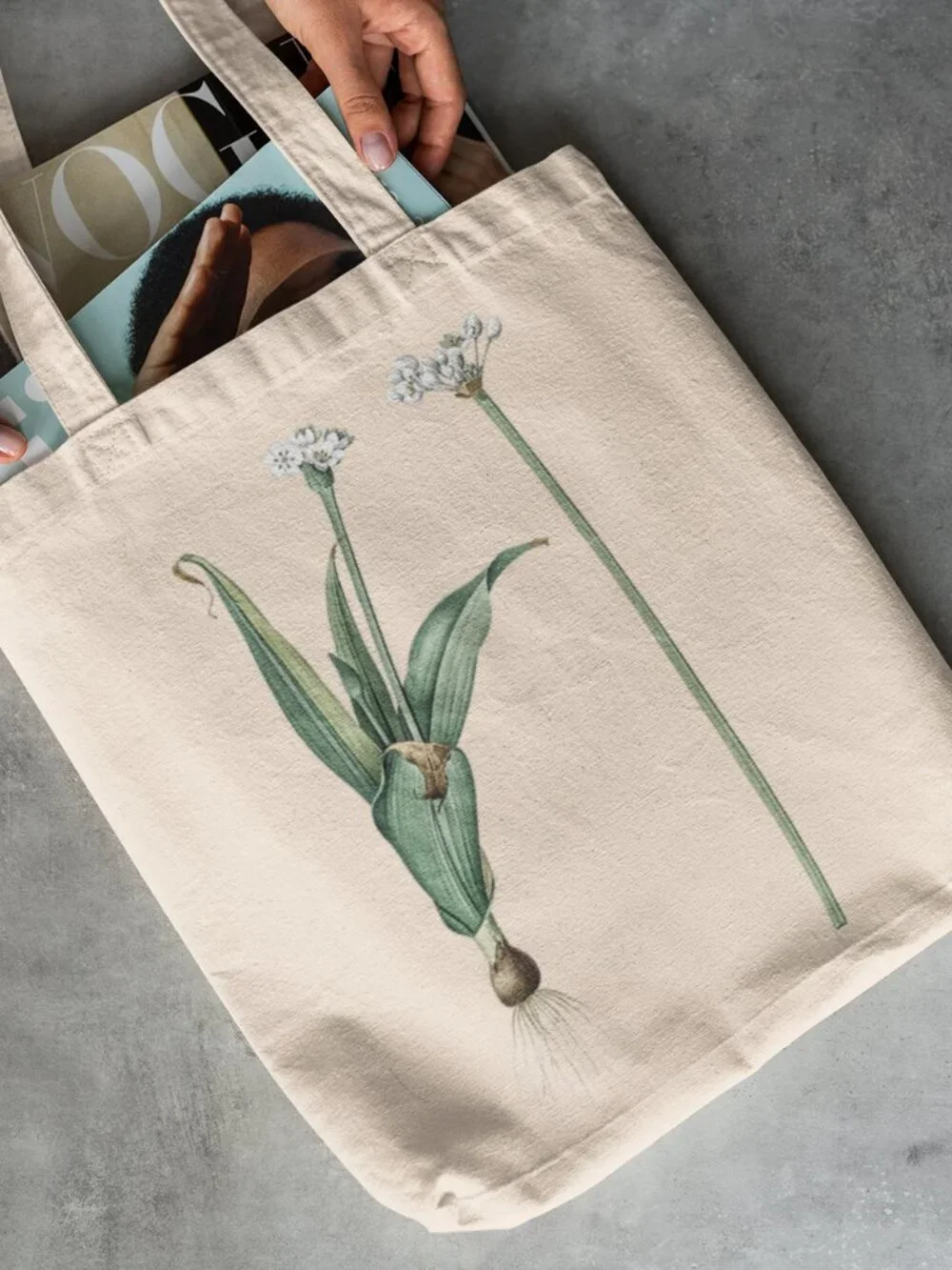 Ornamental Onion Vintage Floral Print Graphic Canvas Tote Bag